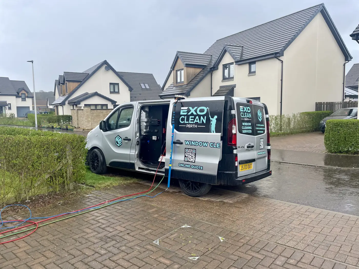 ExoClean van on a new-build street